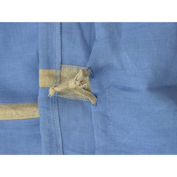 iLinen Sleeveless Linen Shift Dress Blue With Beige Trim & Pockets Size M - Picture 5 of 8